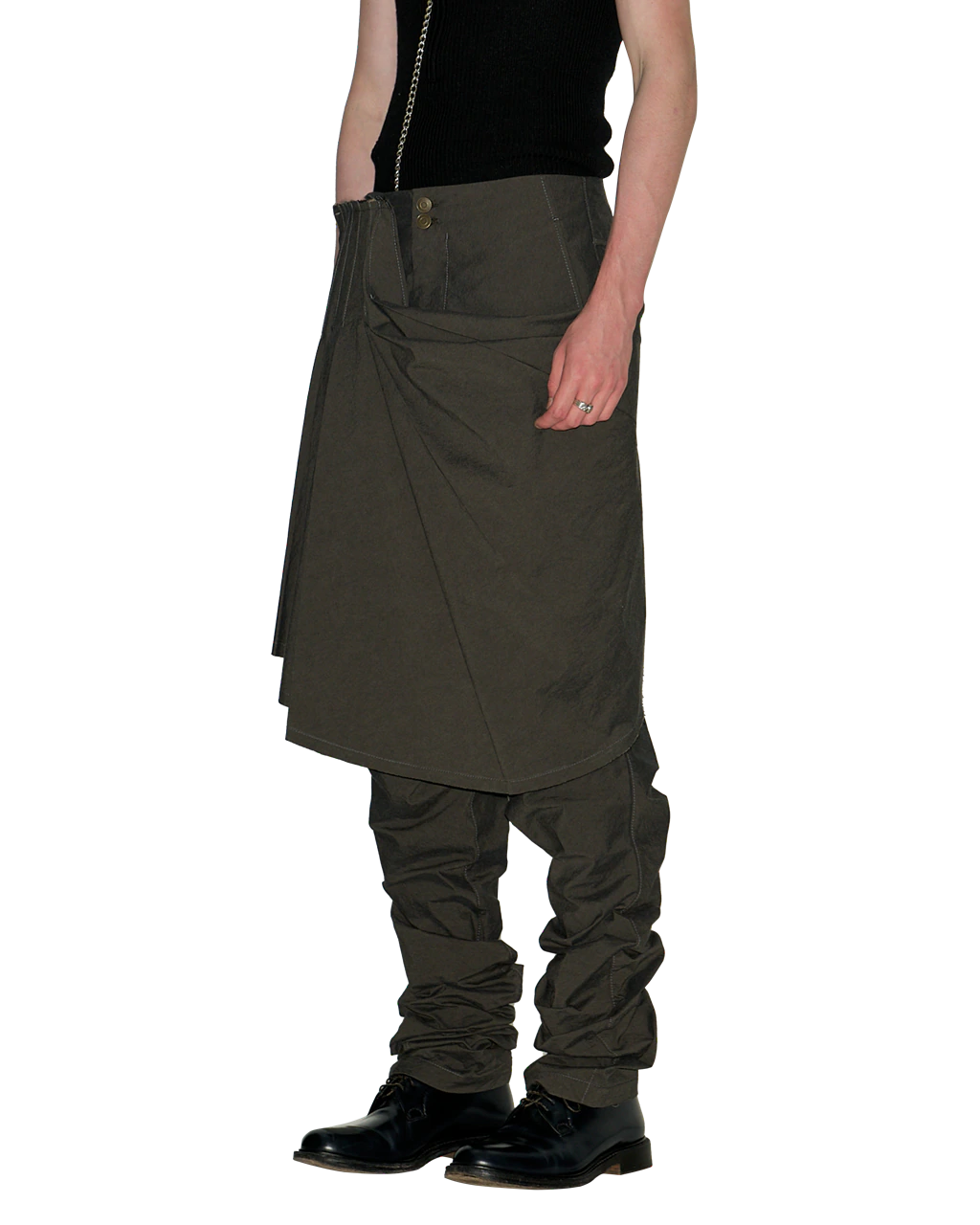 SLIM TROUSERS WITH DRAPED SKIRT