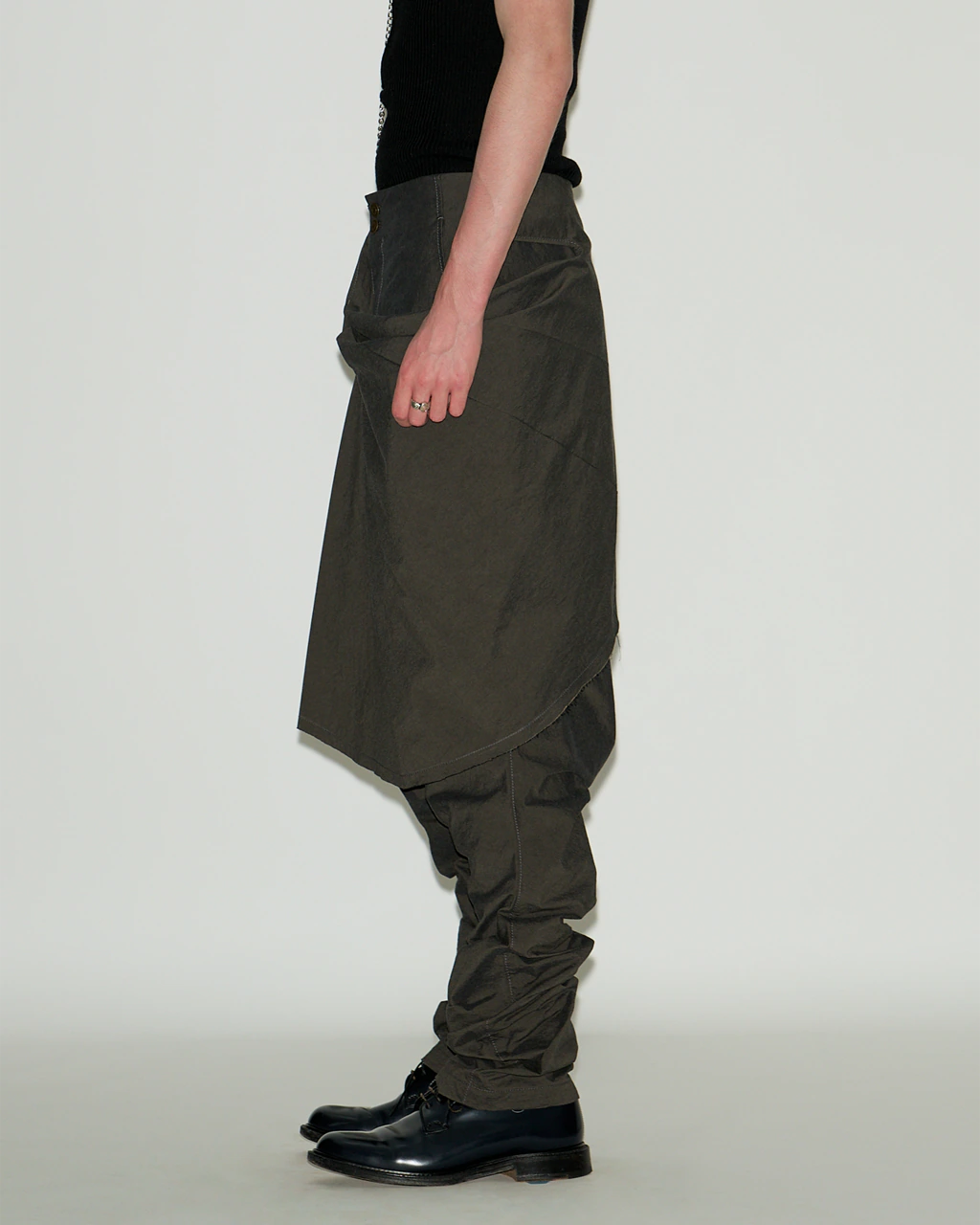 SLIM TROUSERS WITH DRAPED SKIRT