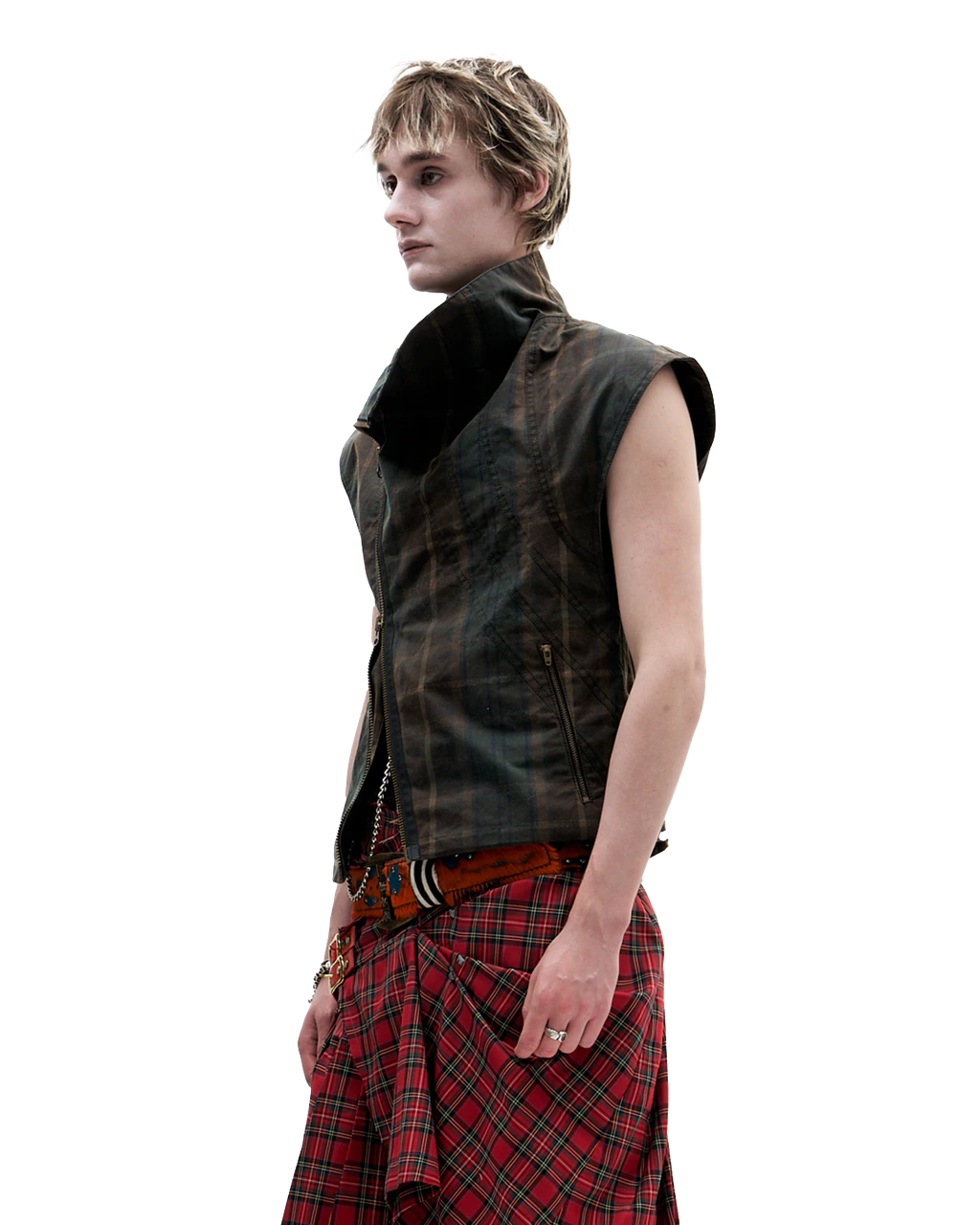 WAXED TARTAN VEST