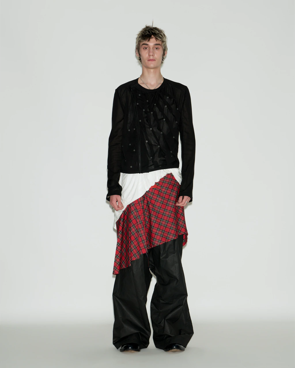 BLACK SHEER PLEATED JACKET