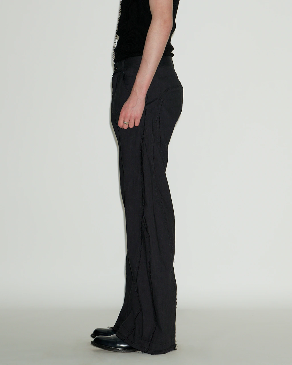 NAVY WIDE-LEG TROUSERS