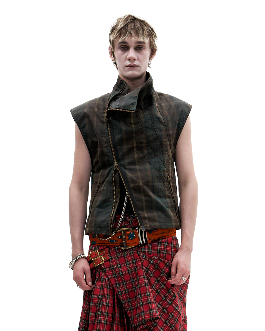 WAXED TARTAN VEST