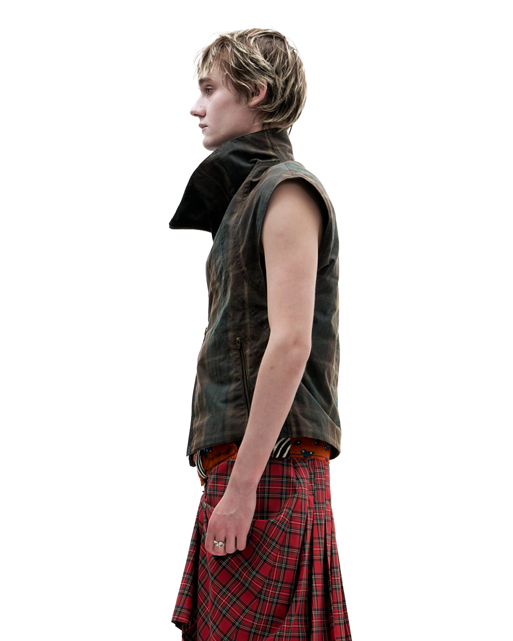 WAXED TARTAN VEST