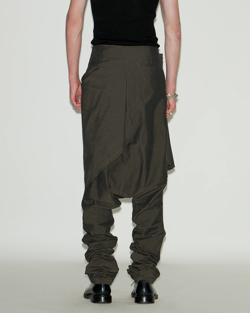SLIM TROUSERS WITH DRAPED SKIRT