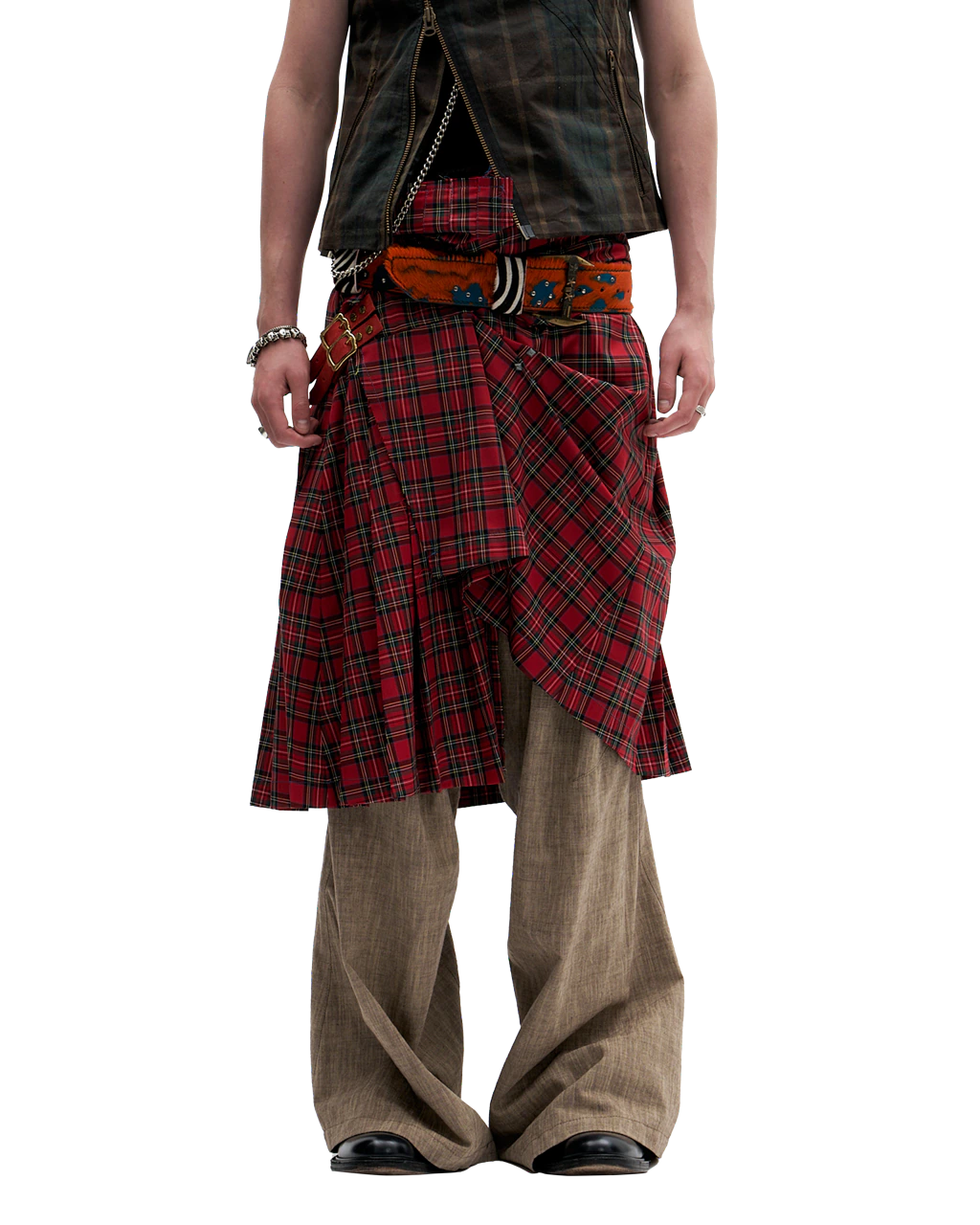 RED TARTAN WRAP SKIRT