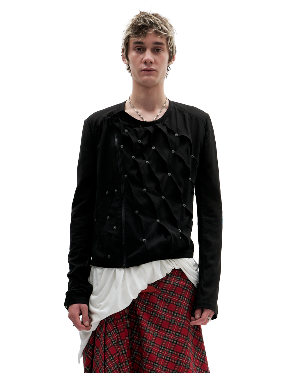 BLACK SHEER PLEATED JACKET