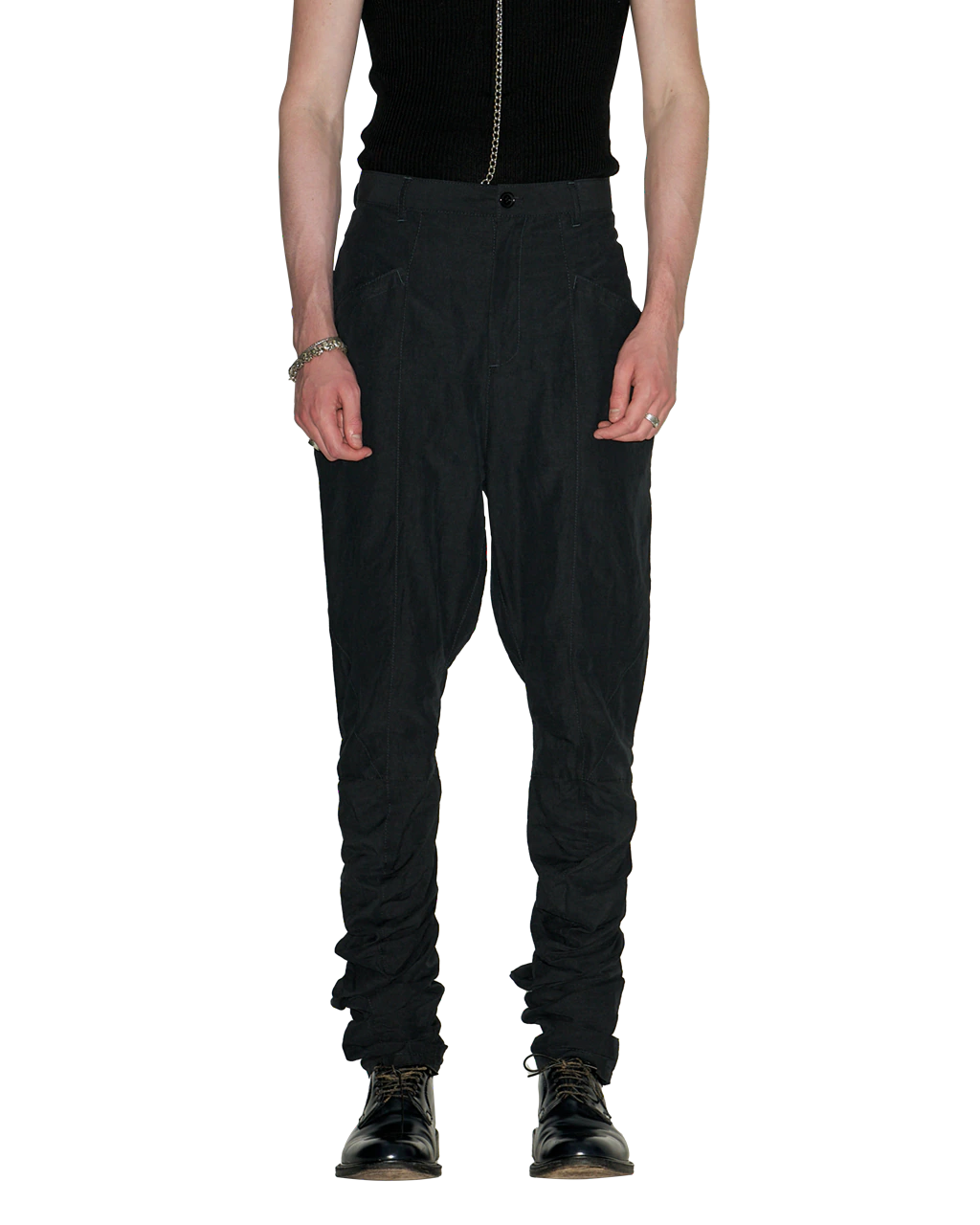 NAVY SLIM TROUSERS 
