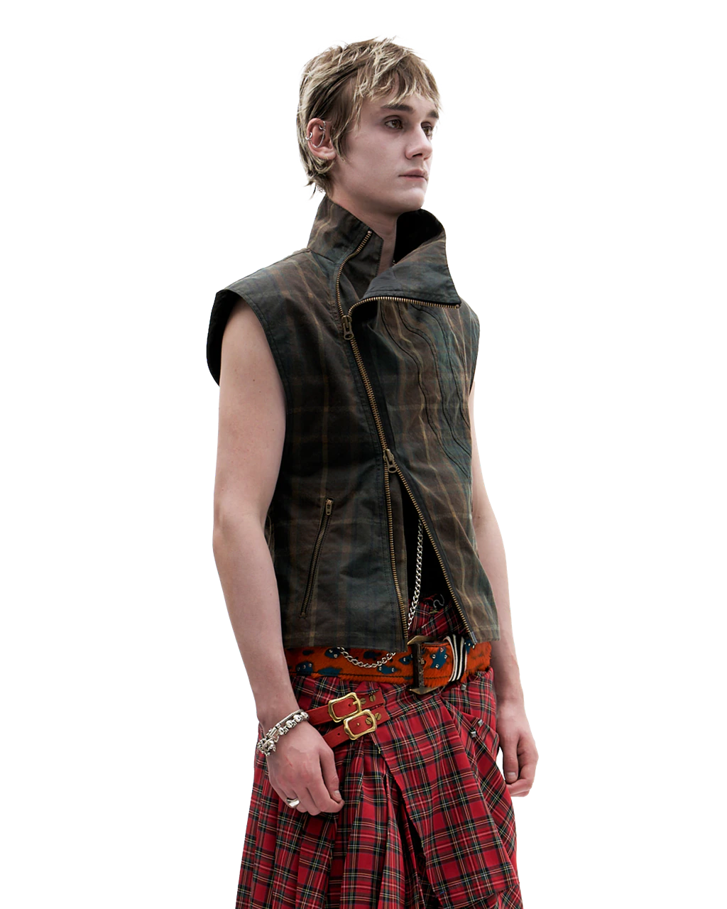 WAXED TARTAN VEST